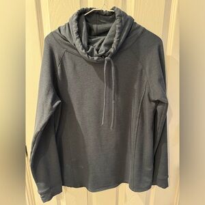 Cowl Neck Hoodie - Blue-Grayish M